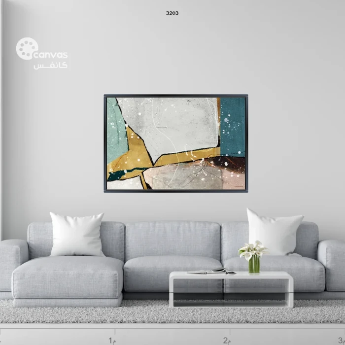 لوحة تجريدية بألوان هادئة وتفاصيل أنيقة