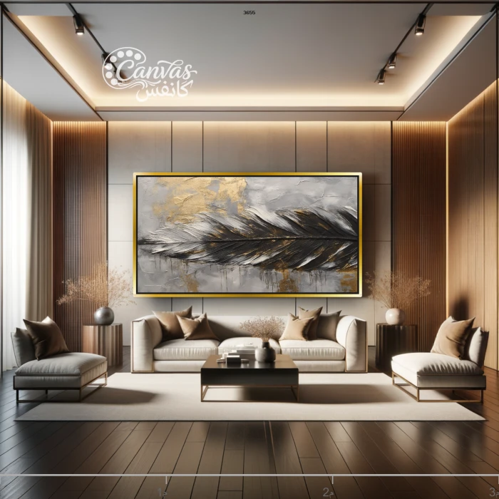 لوحة فنية معاصرة تتضمن أوراق شجر