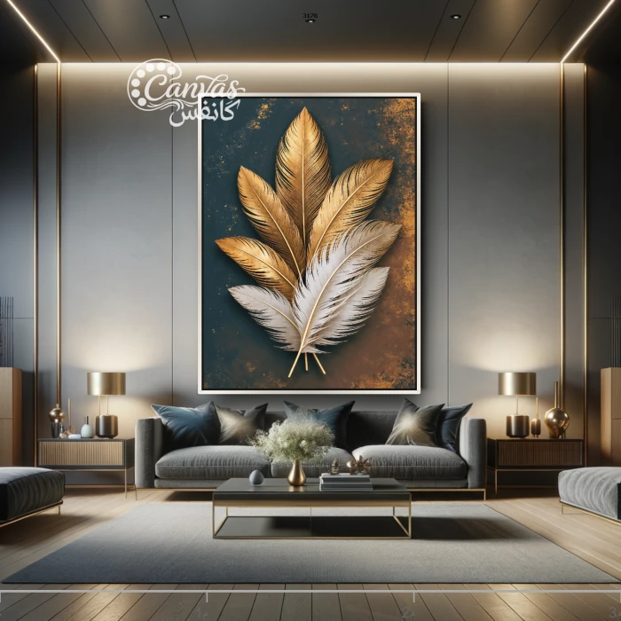لوحة فنية لأوراق نباتية بتصميم عصري