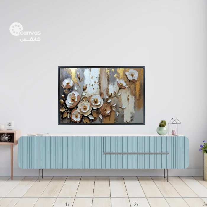 لوحة زهور بتصميم عصري وألوان دافئة