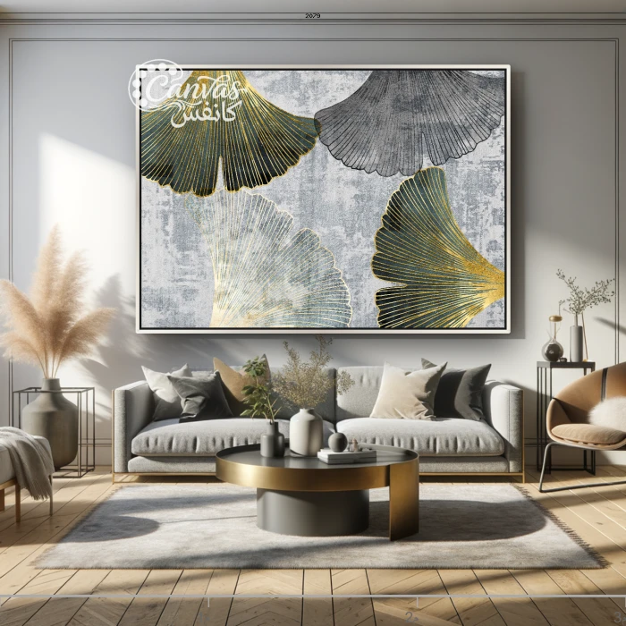 لوحة فنية تجسد جمال الأوراق الذهبية