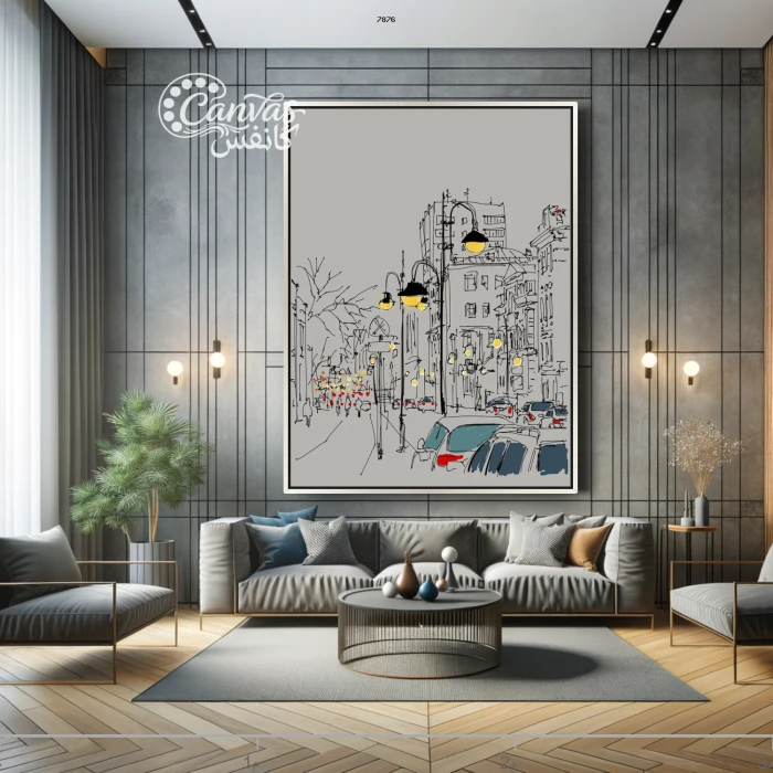 مشهد حضري معاصر بألوان دافئة