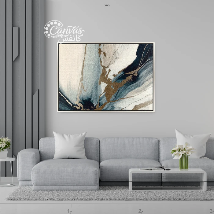 لوحة تجريدية بألوان هادئة وأشكال انسيابية