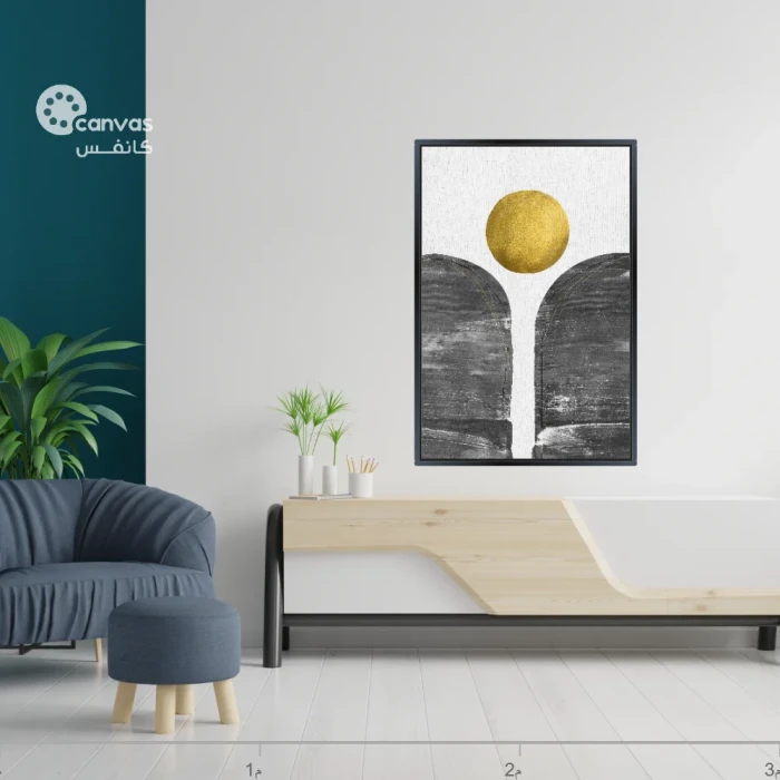 تكوين هندسي مع دائرة ذهبية فوق خلفية سوداء