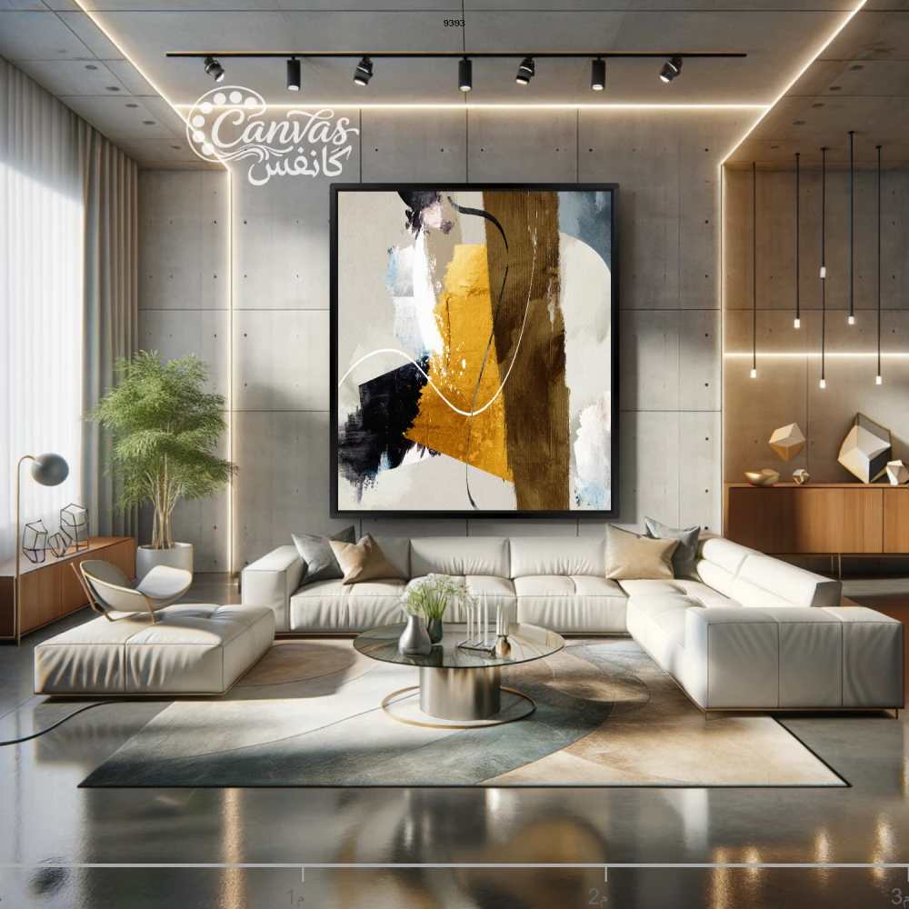 لوحة تجريدية عصرية بألوان دافئة