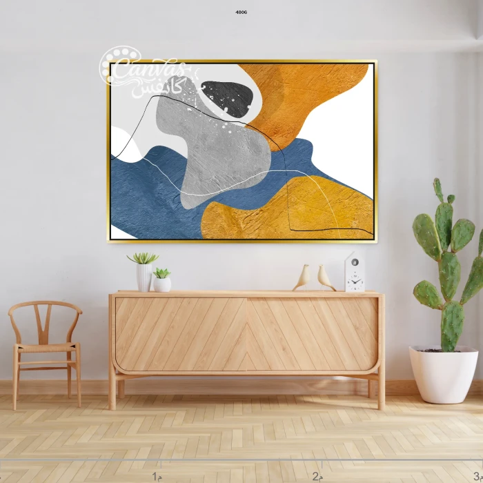 لوحة تجريدية بألوان دافئة وباردة