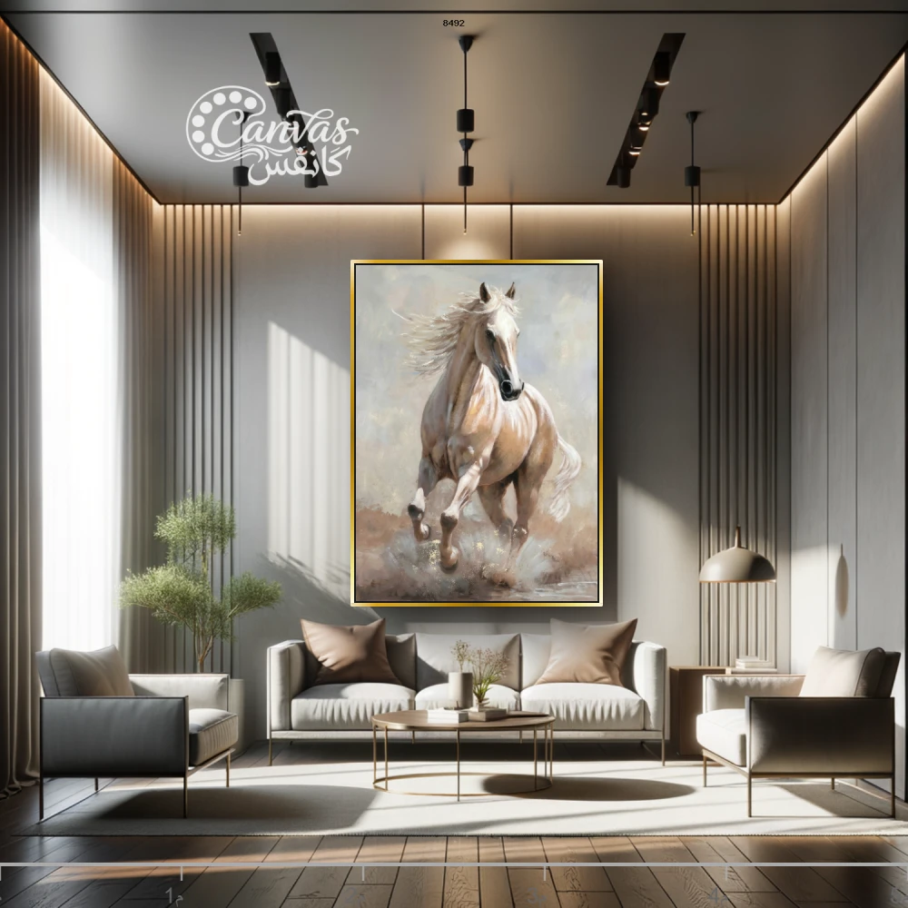 حصان يجري في منظر طبيعي هادئ