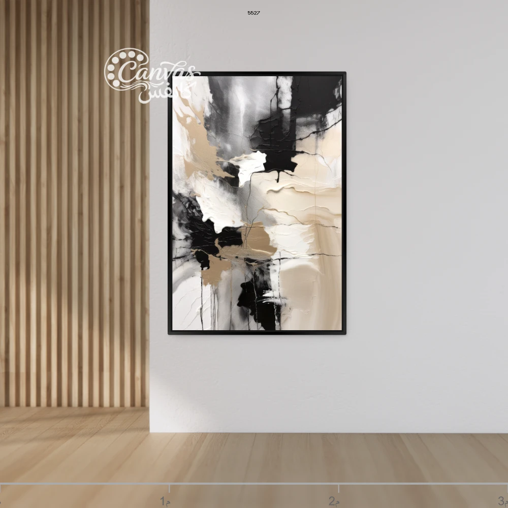 لوحة تجريدية بألوان محايدة وسوداء