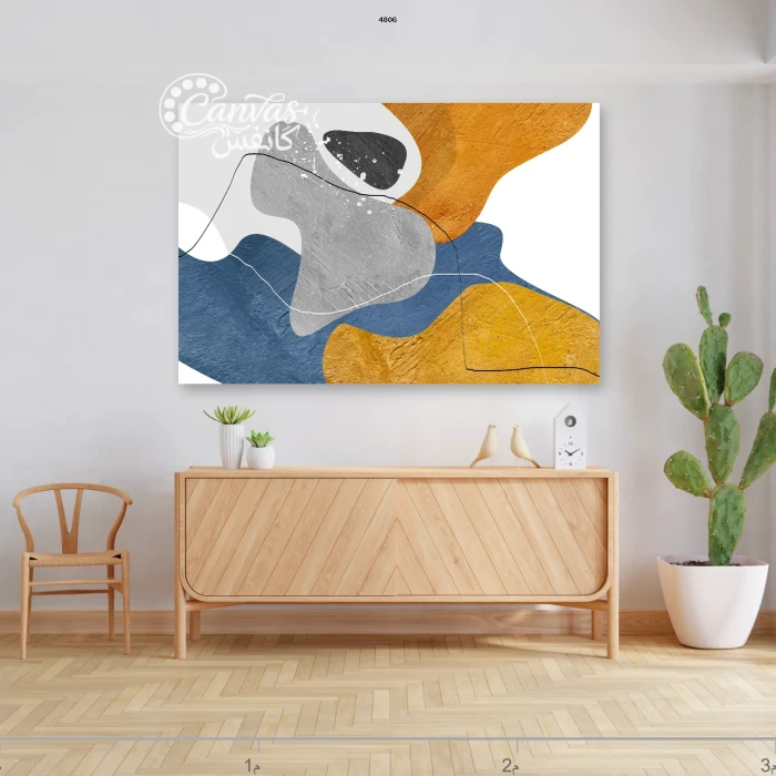 لوحة تجريدية بألوان دافئة وباردة