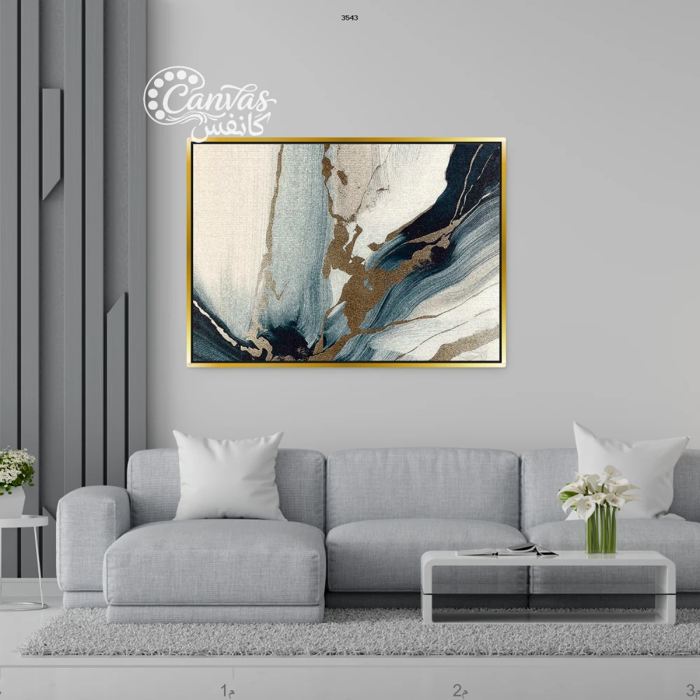 لوحة تجريدية بألوان هادئة وأشكال انسيابية