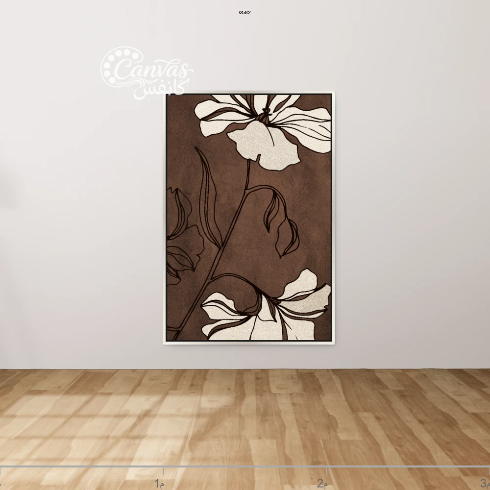 لوحة زهور بتفاصيل بسيطة وألوان دافئة