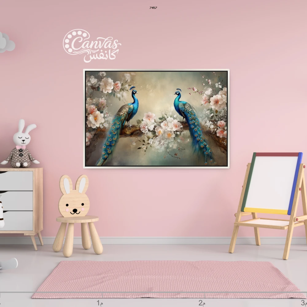 طيور الطاووس بين الزهور الجميلة