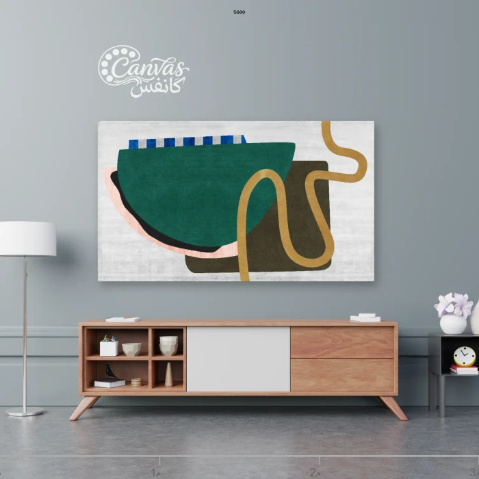 لوحة حديثة بألوان عصرية وعناصر هندسية