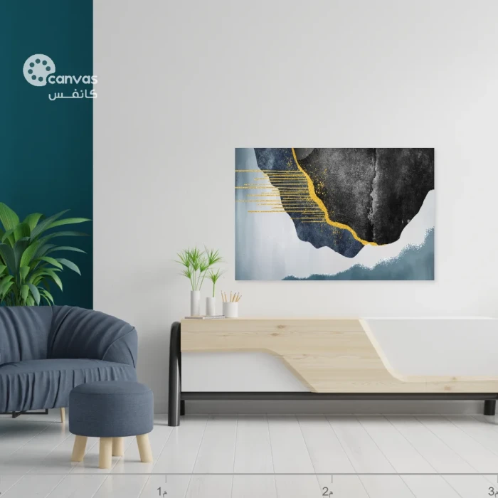 لوحة تجريدية باللونين الأسود والذهبي