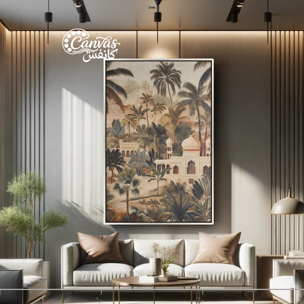 منظر طبيعي مع معماري عربي تقليدي