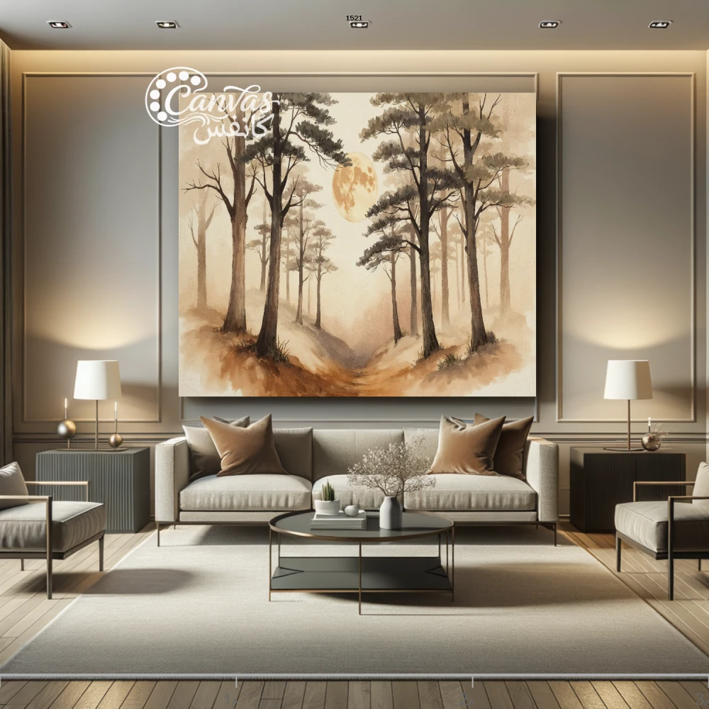 مناظر طبيعية لأشجار في ضباب خفيف