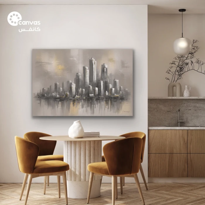 منظر حضري معاصر بتدرجات رمادية