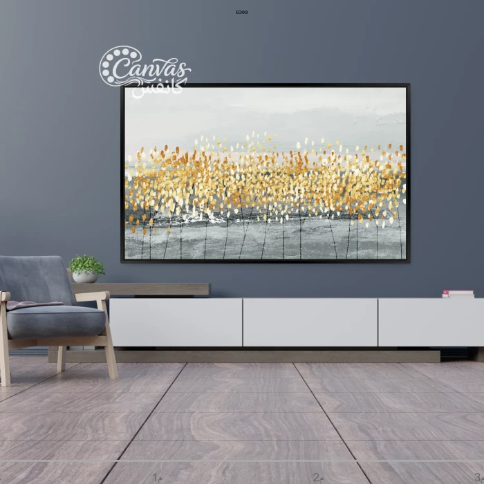 لوحة فنية تعبر عن الطبيعة بألوان دافئة