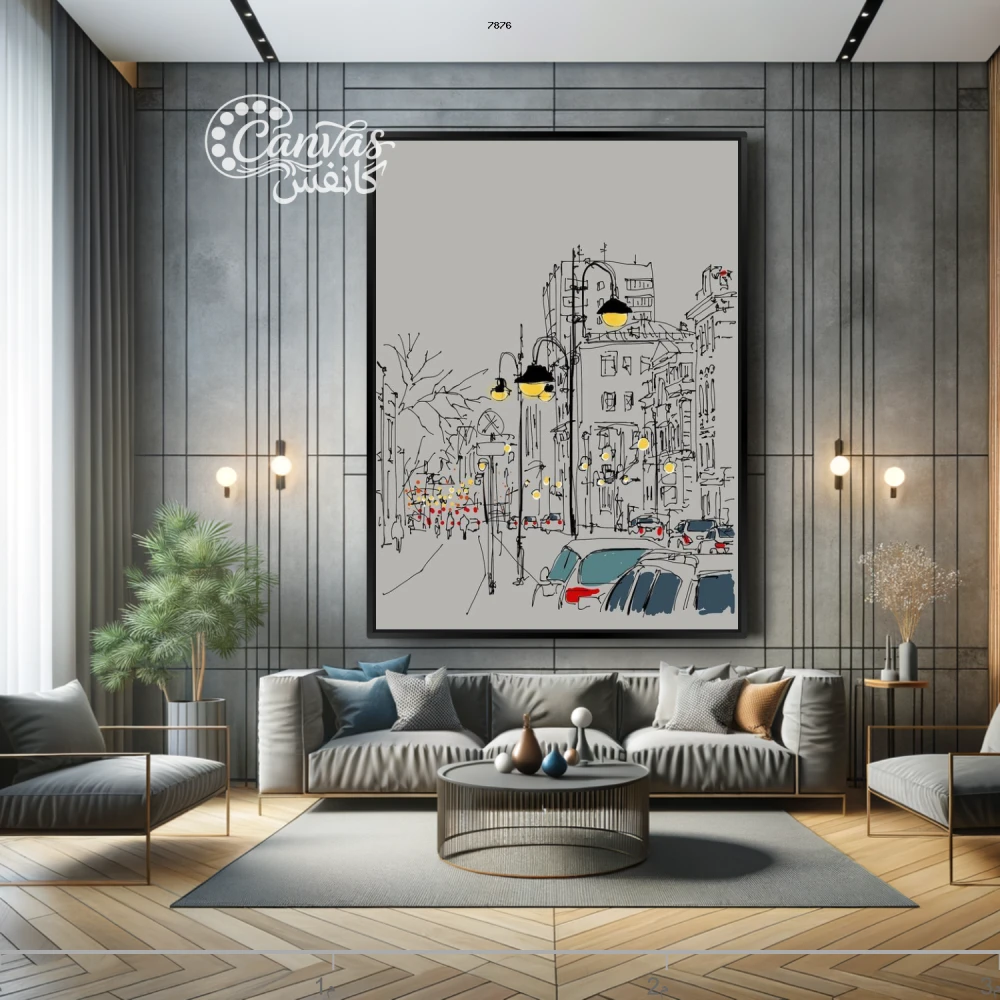 مشهد حضري معاصر بألوان دافئة