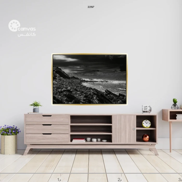 منظر طبيعي بالأبيض والأسود على الجدار