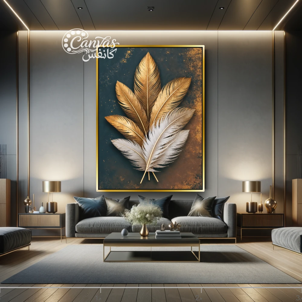 لوحة فنية لأوراق نباتية بتصميم عصري