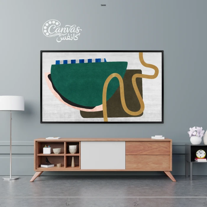 لوحة حديثة بألوان عصرية وعناصر هندسية