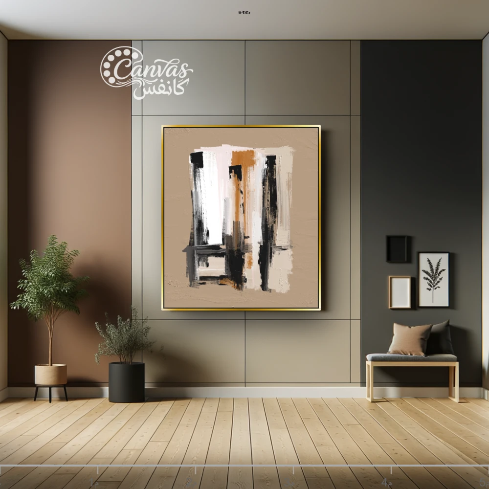 لوحة تجريدية بألوان محايدة وبسيطة