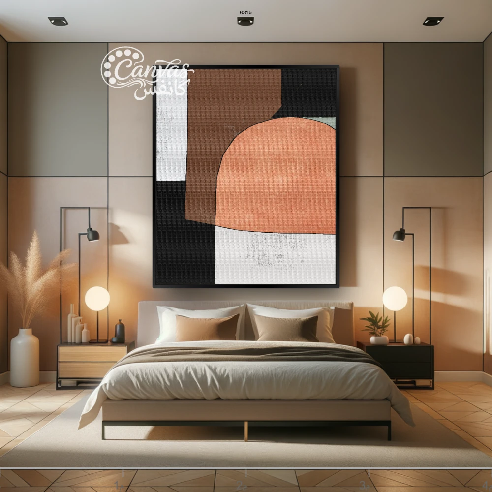 لوحة تجريدية تتضمن أشكال هندسية متنوعة