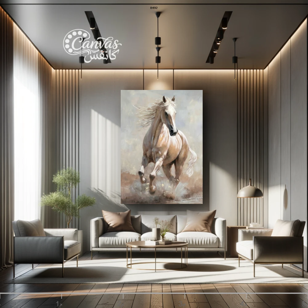 حصان يجري في منظر طبيعي هادئ