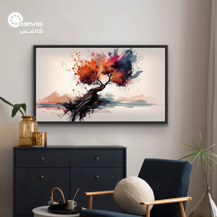 شجرة ملونة تتألق في المنظر الطبيعي