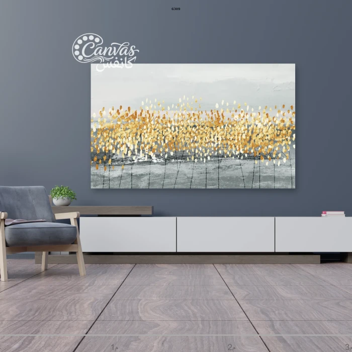 لوحة فنية تعبر عن الطبيعة بألوان دافئة