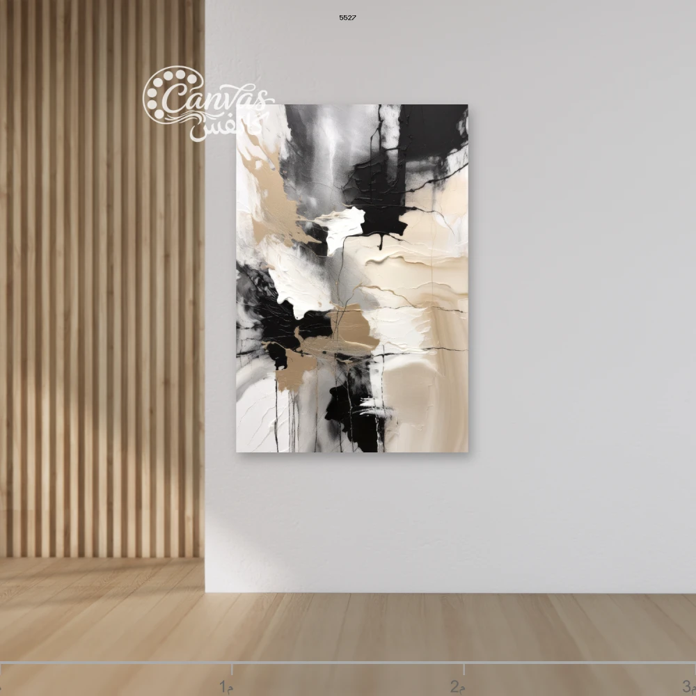 لوحة تجريدية بألوان محايدة وسوداء