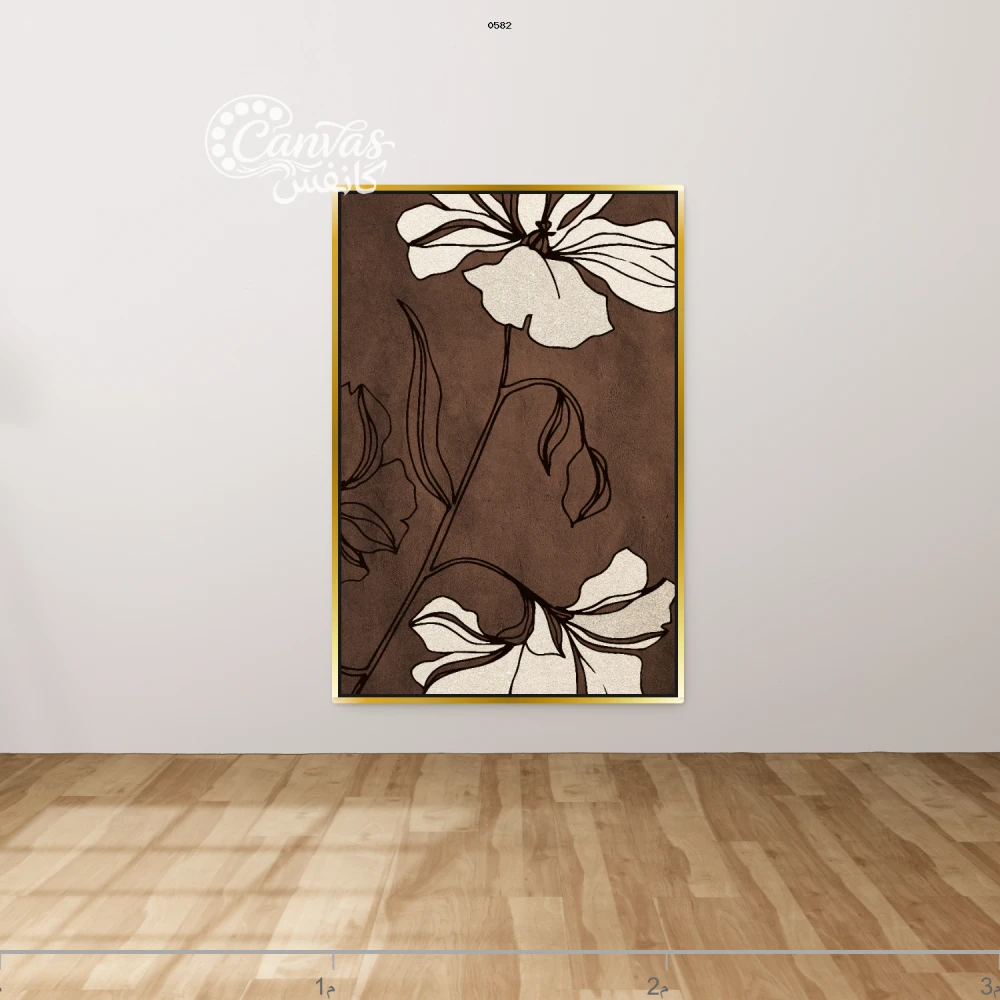 لوحة زهور بتفاصيل بسيطة وألوان دافئة