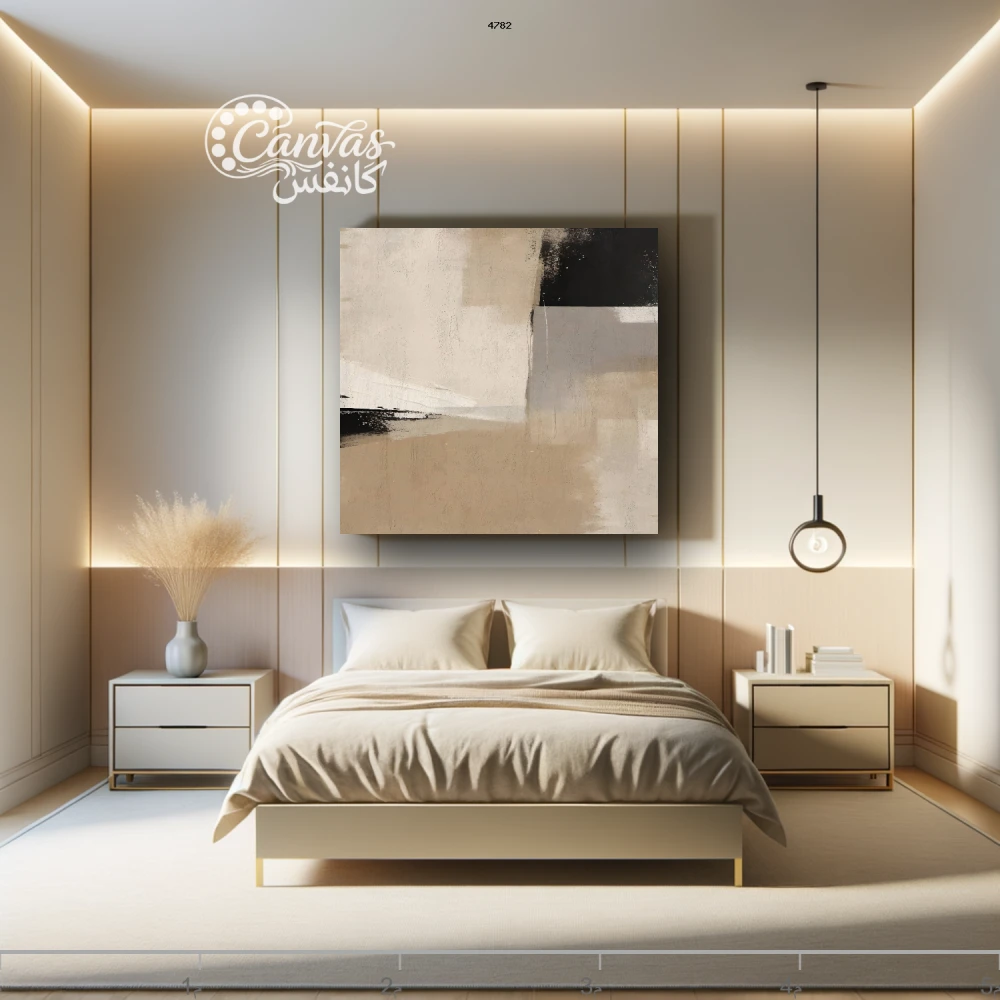 لوحة بمزيج من الأشكال الهندسية والألوان الدافئة